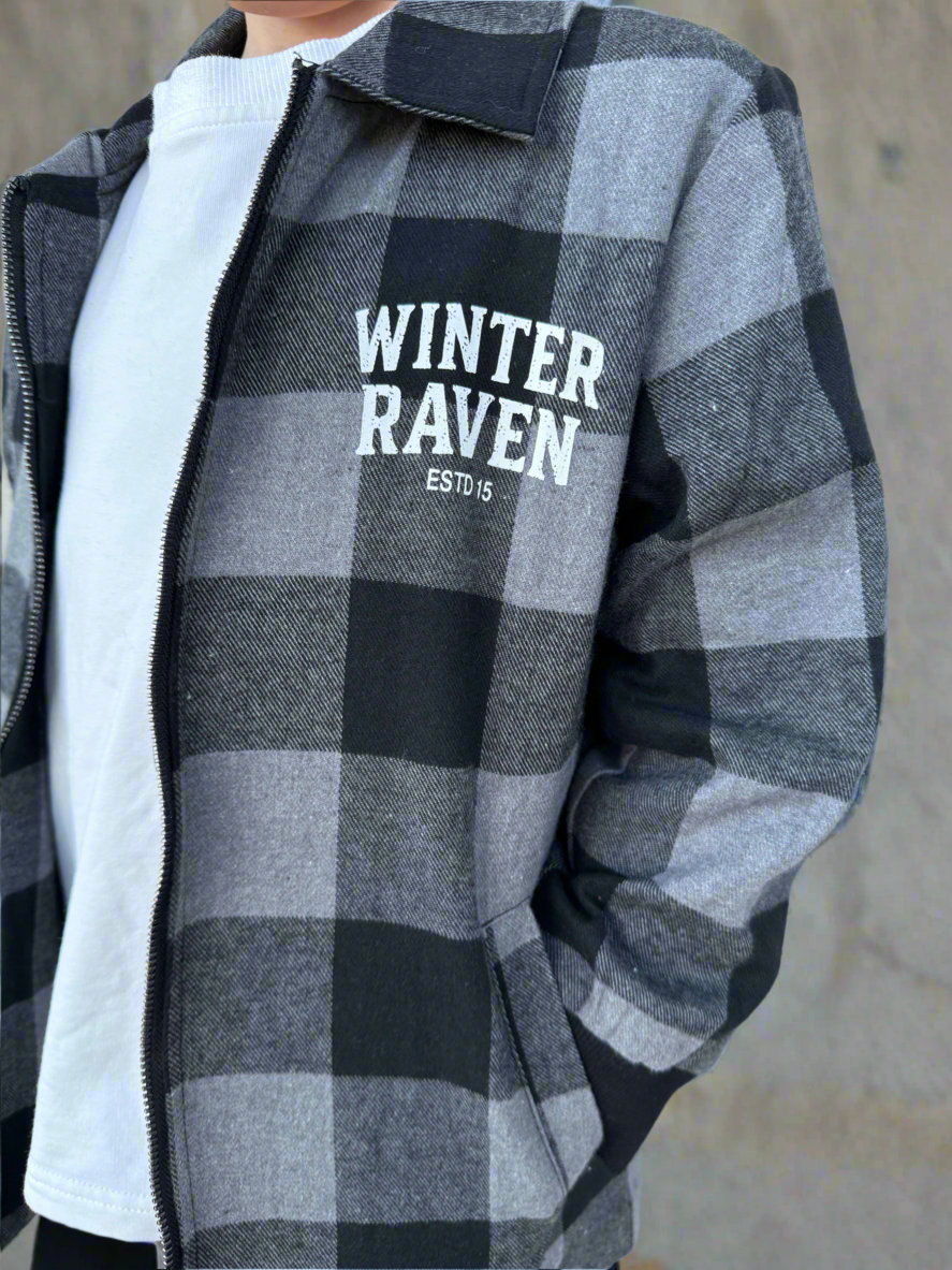 Mono Check Shacket - Winter + Raven