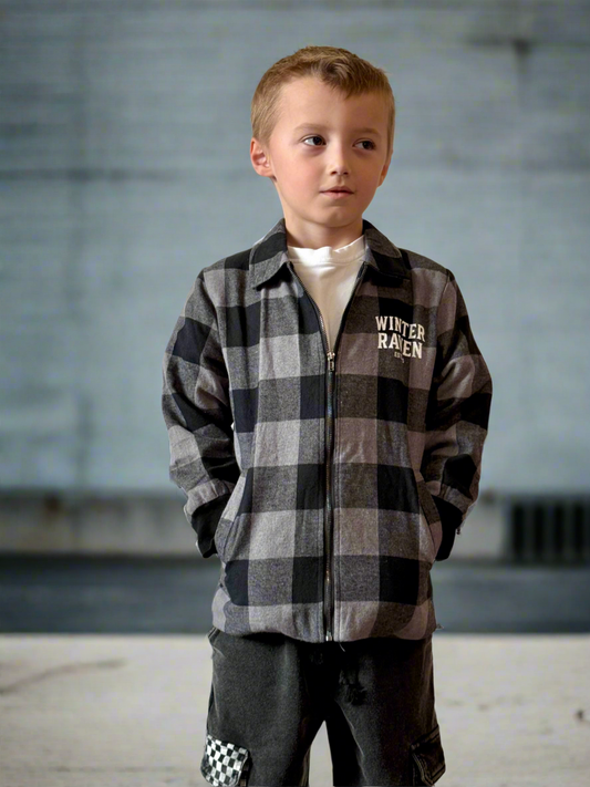 Mono Check Shacket - Winter + Raven