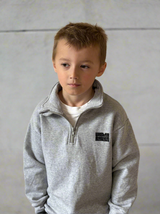 Grey Marle Half Zip Fleece - Winter + Raven