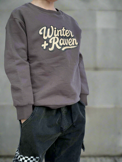 Vintage Script Crew - Charcoal Fade - Winter + Raven