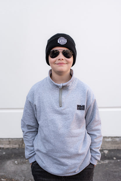 Grey Marle Half Zip Fleece - Winter + Raven