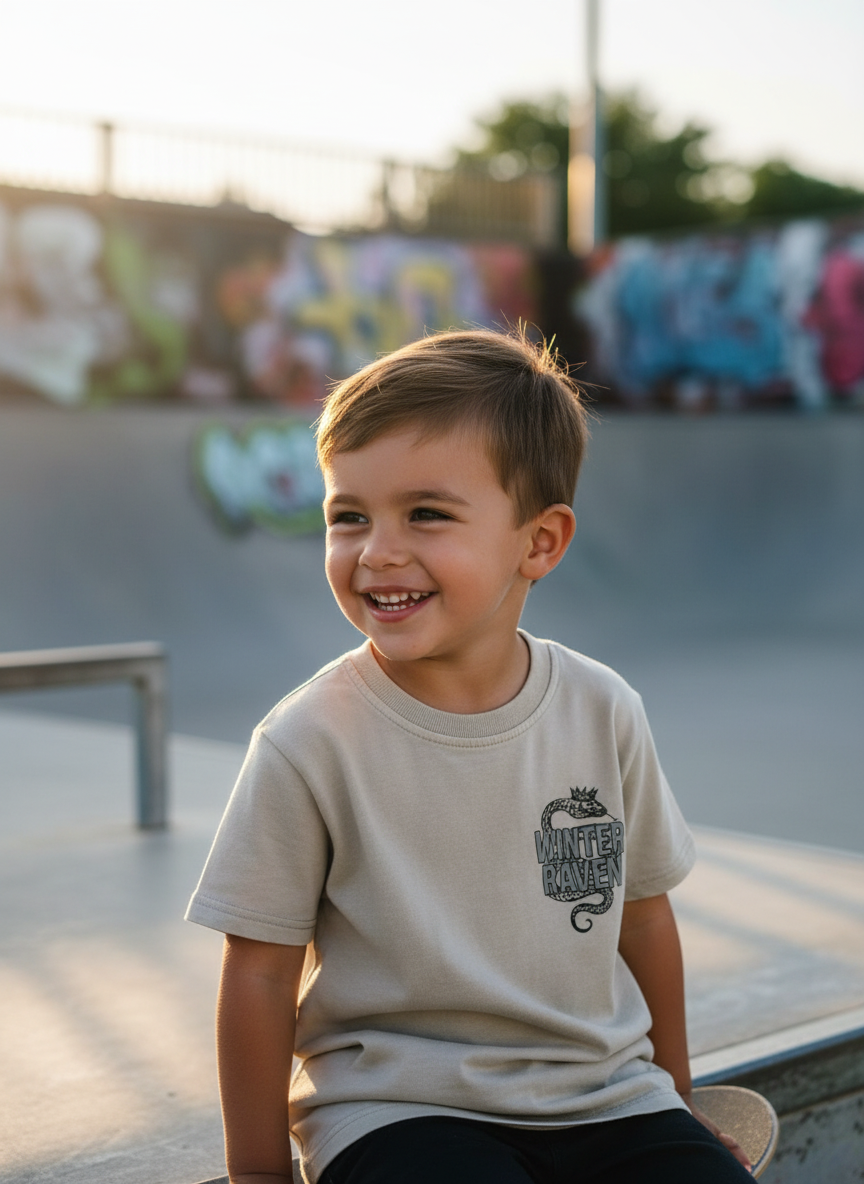 Crowned Coil Kids T-Shirt - Vintage Stone