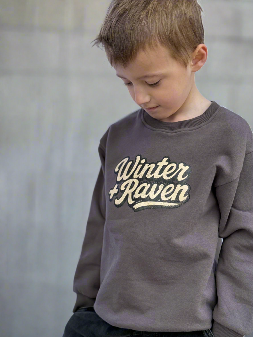 Vintage Script Crew - Charcoal Fade - Winter + Raven