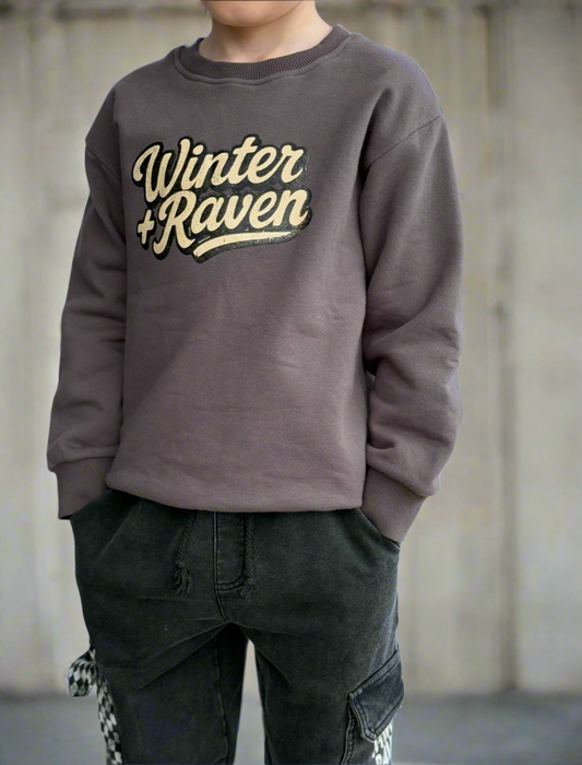Vintage Script Crew - Charcoal Fade - Winter + Raven