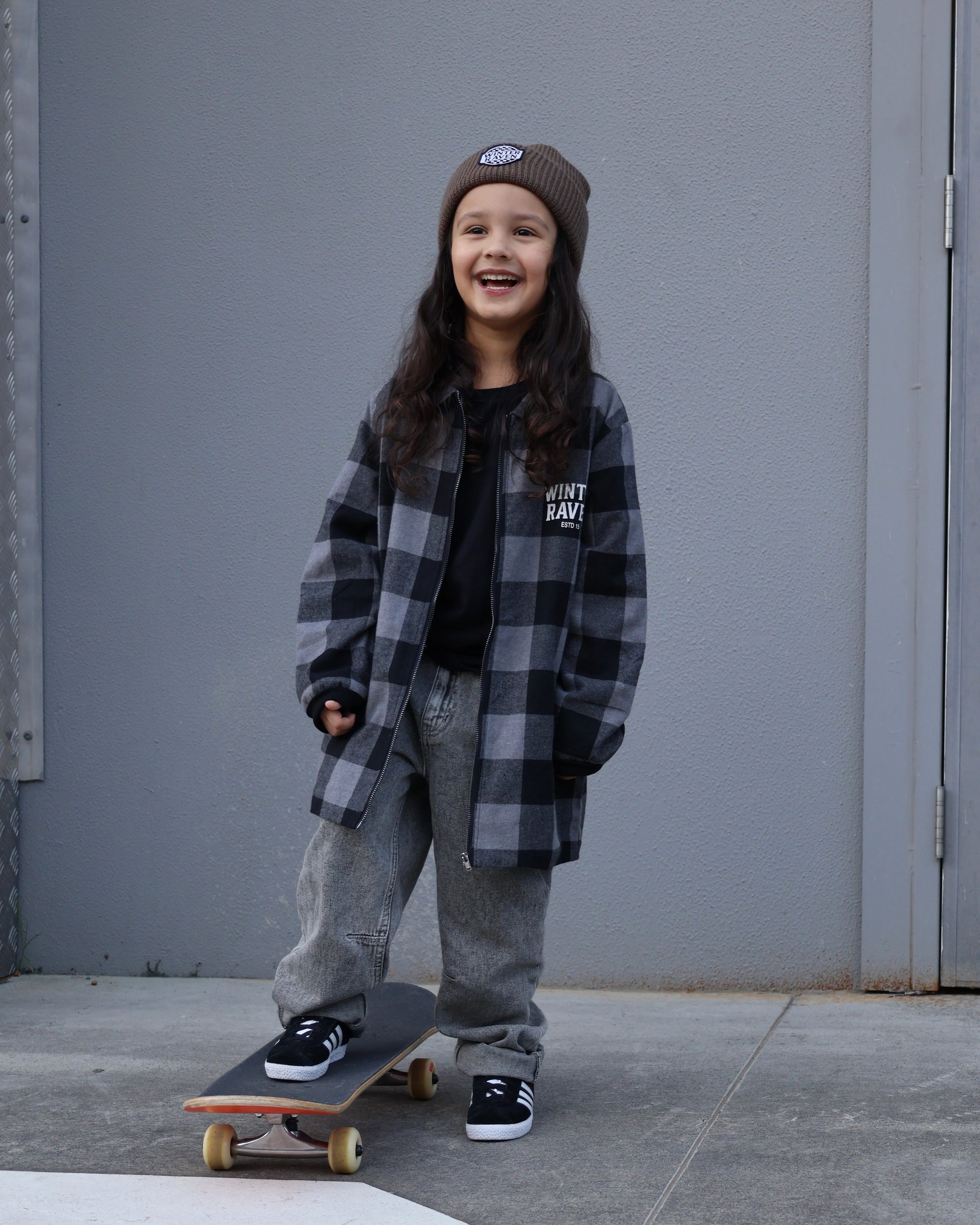 Mono Check Shacket - Winter + Raven