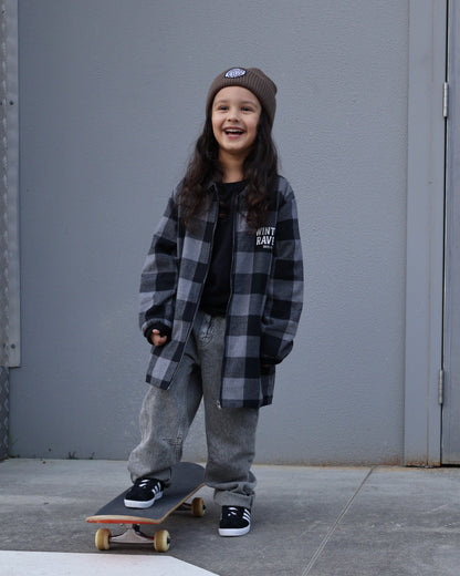 Mono Check Shacket - Winter + Raven