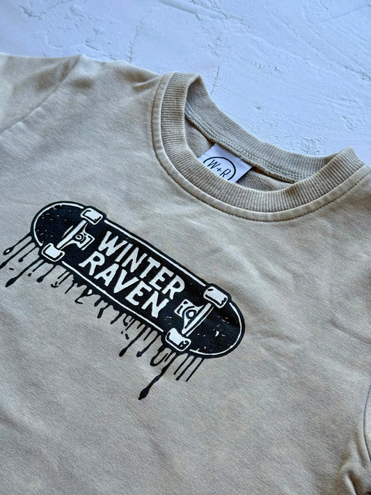 Dripped Deck Kids T-Shirt - Vintage Stone - Winter + Raven