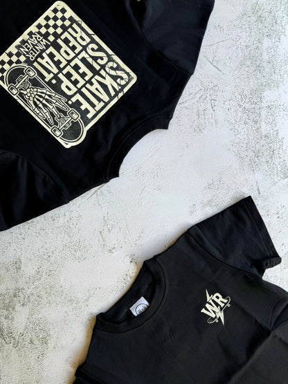 Skate. Sleep. Repeat Kids T-Shirt - Black