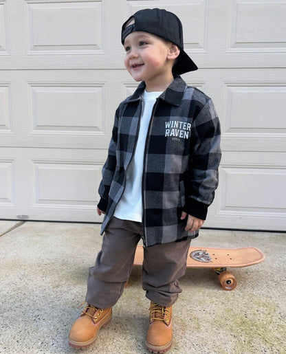 Mono Check Shacket - Winter + Raven