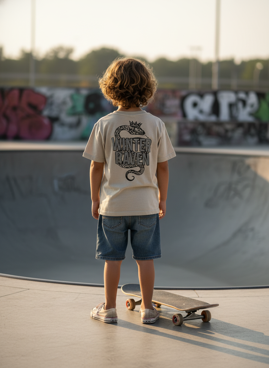 Crowned Coil Kids T-Shirt - Vintage Stone